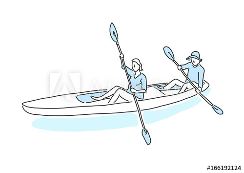 500x354 People On The Beach Kayak Summer Time Hand Drawn Line Drawing - Kayak Drawing