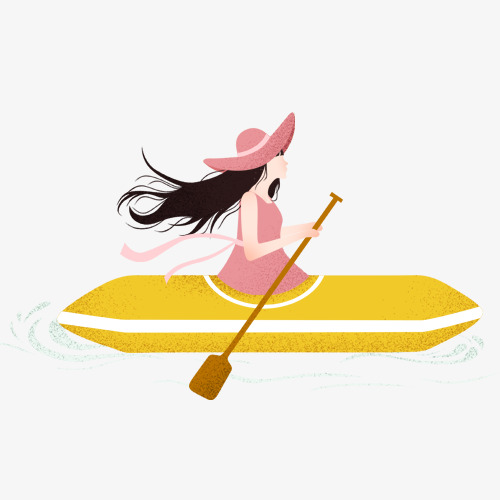 500x500 Cartoon Kayak, Decoration Drawing, Pink Dress, Cartoon Girl Png - Kayak Drawing