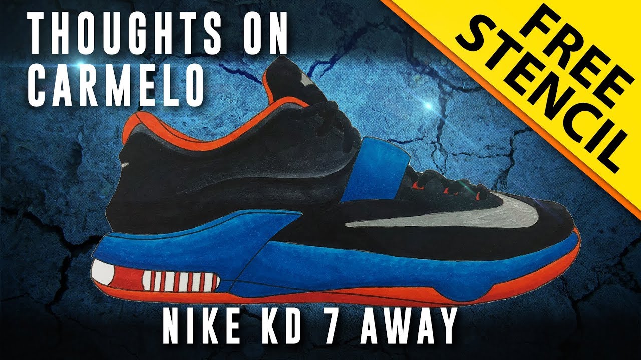 1280x720 Nike Kd Away Sneaker Drawing W Free Stencil - Kd 7 Drawing
