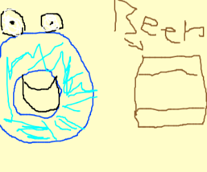 300x250 blue donut cheers as he finds beer keg - Keg Drawing