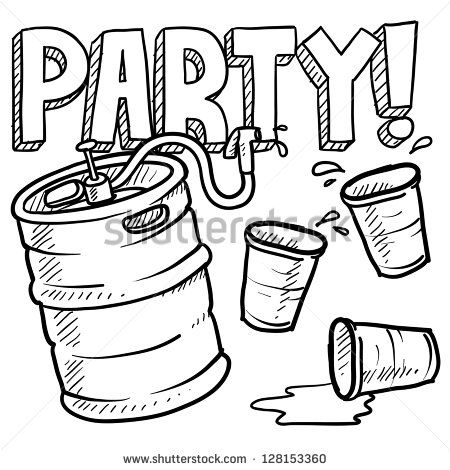 450x470 doodle style beer keg, frat party, or kegger illustration - Keg Drawing