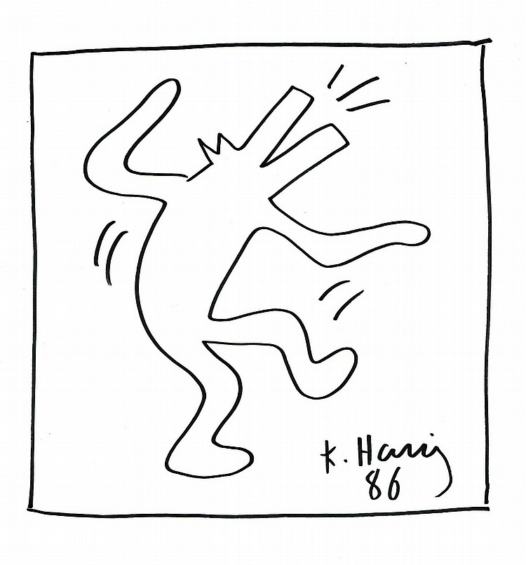 750x806 keith haring drawing dancing dog - Keith Haring Drawings