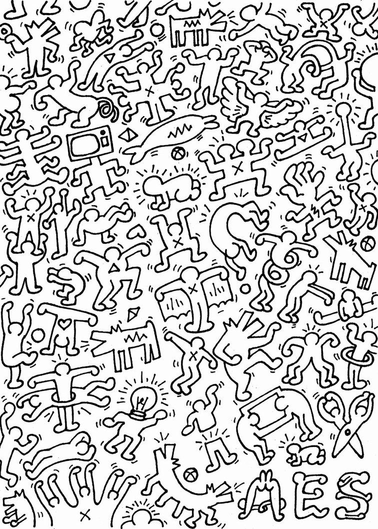 756x1057 keith haring handout full of action figures in art - Keith Haring Drawings
