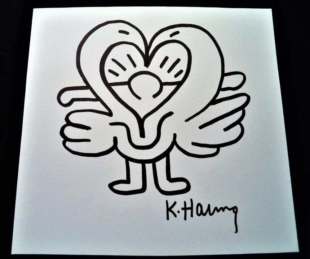 1000x837 signed keith haring swan bird heart love marker drawing on c - Keith Haring Drawings