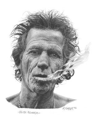 303x400 Keith Richards Pencil Drawing - Keith Richards Drawing