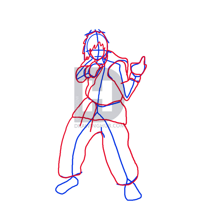700x700 how to draw ken from street fighter, step - Ken Drawing
