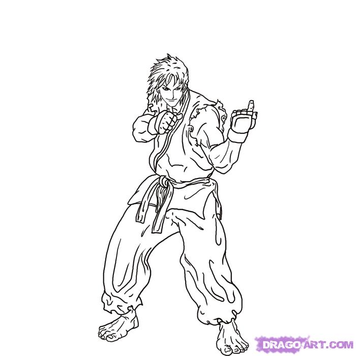 700x700 how to draw ken from street fighter, step - Ken Drawing