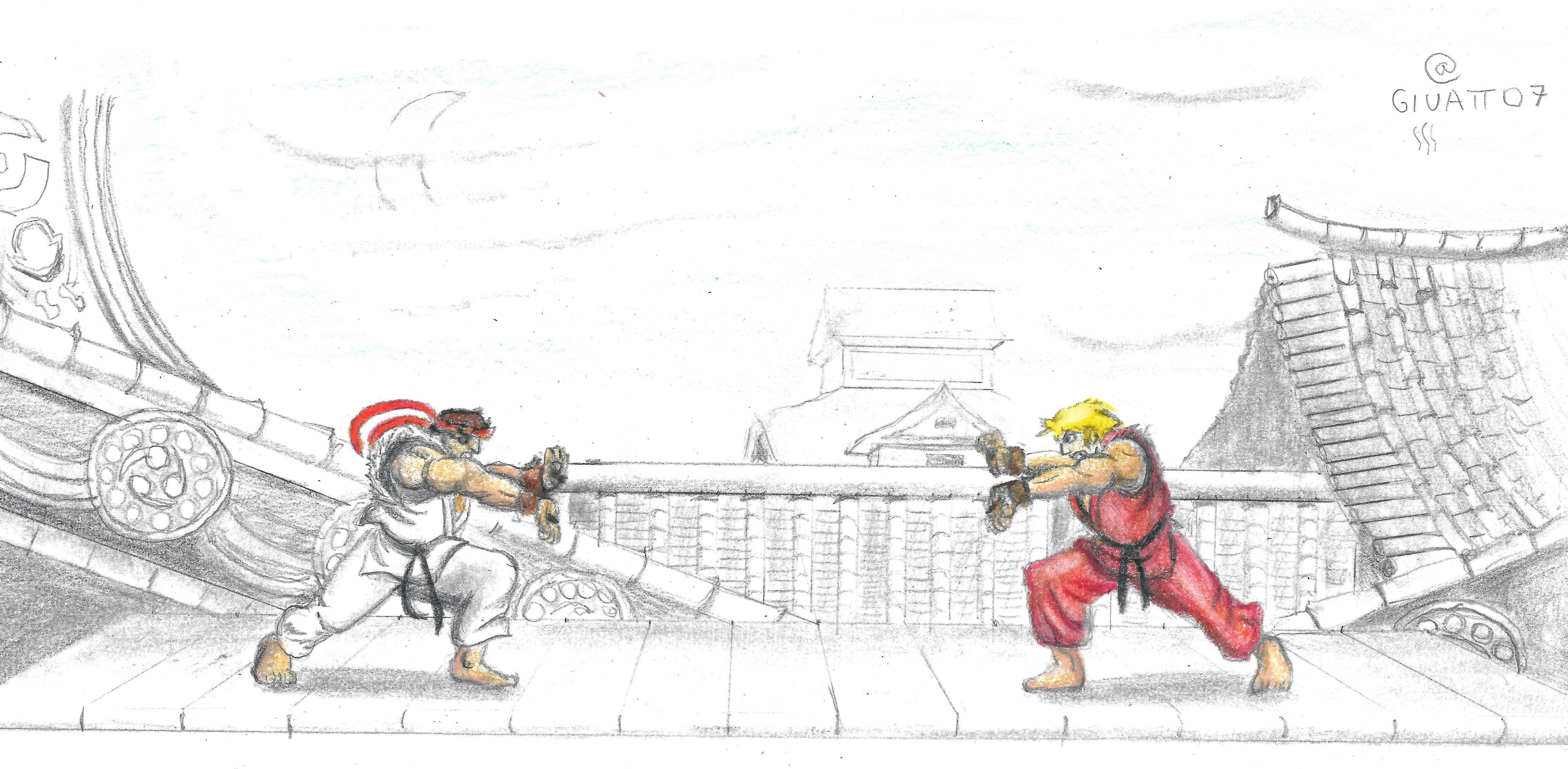 6510x3192 ryu vs ken - Ken Drawing