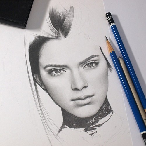 500x500 Kendall Jenner Best Drawing Drawing Skill - Kendall Jenner Drawing