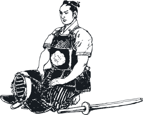 500x400 Kendo Man Vector Drawing - Kendo Drawing