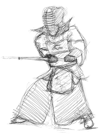 394x550 Kendo Sketch Posters - Kendo Drawing