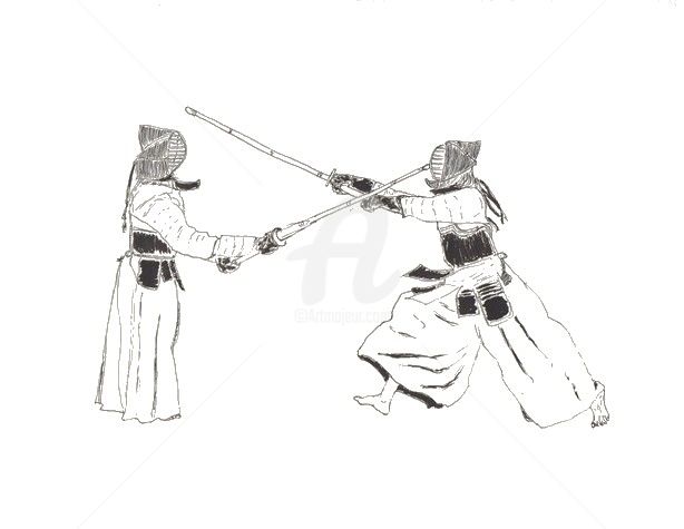 614x475 Coup Drawing - Kendo Drawing