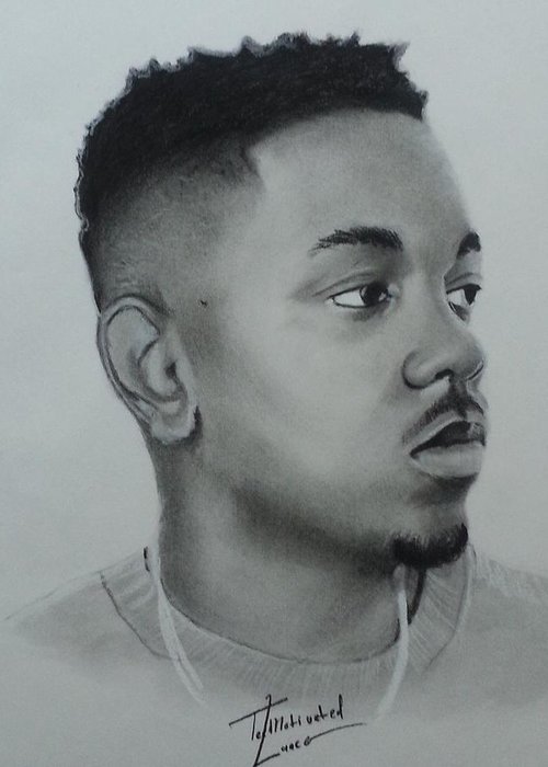 500x700 Kendrick Lamar Charcoal Greeting Card For Sale - Kendrick Lamar Drawing