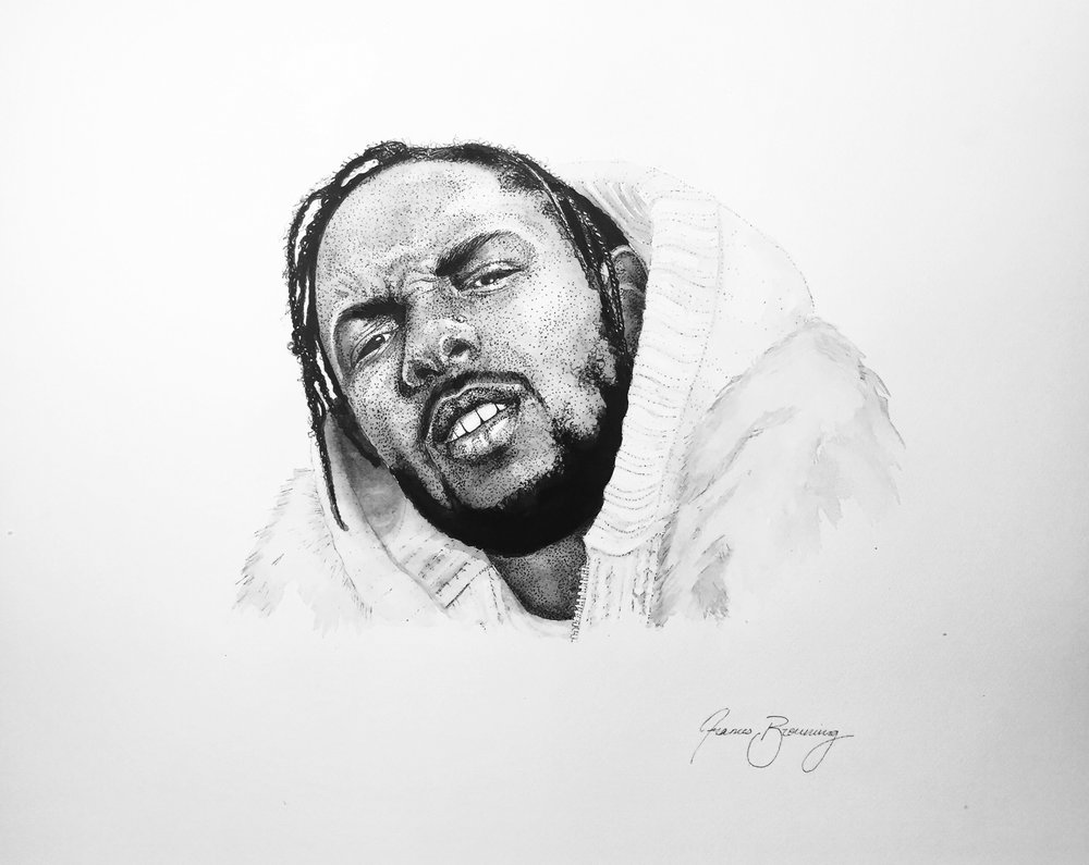 1000x795 kendrick lamar portrait frances browning - Kendrick Lamar Drawing