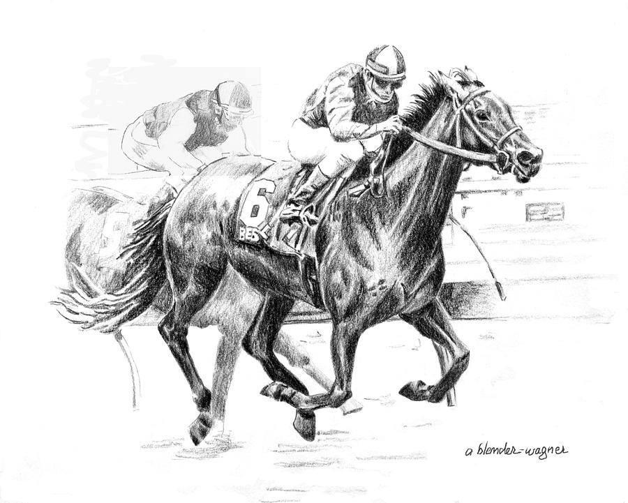 900x721 Thoroughbred Best Pal Drawing - Kentucky Derby Drawing