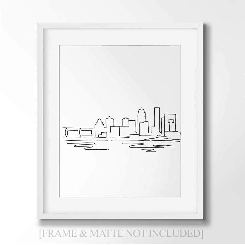 794x794 louisville kentucky skyline line art for travel lovers etsy - Kentucky Drawing