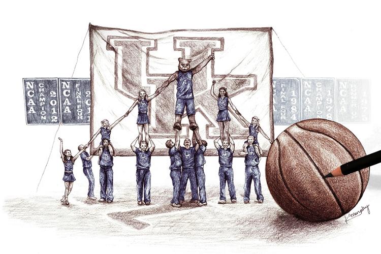 750x500 rupp arena wall art football gifts - Kentucky Wildcat Drawing