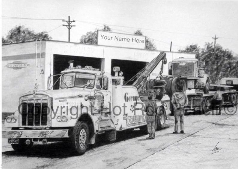 794x566 Kenworth Heavy Wrecker Customized Pencil Drawing Print Etsy - Kenworth Drawing