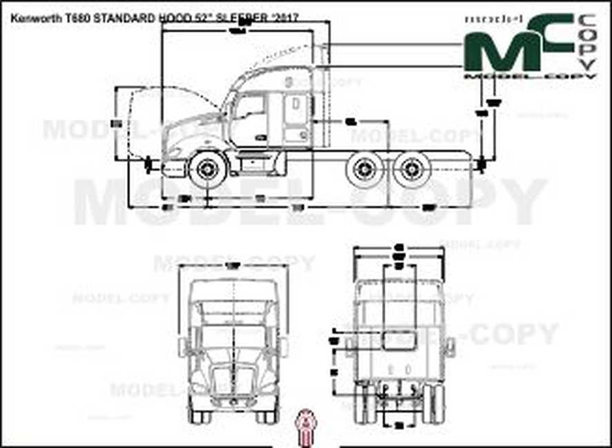 886x649 Kenworth Standard Hood Sleeper - Kenworth Drawing