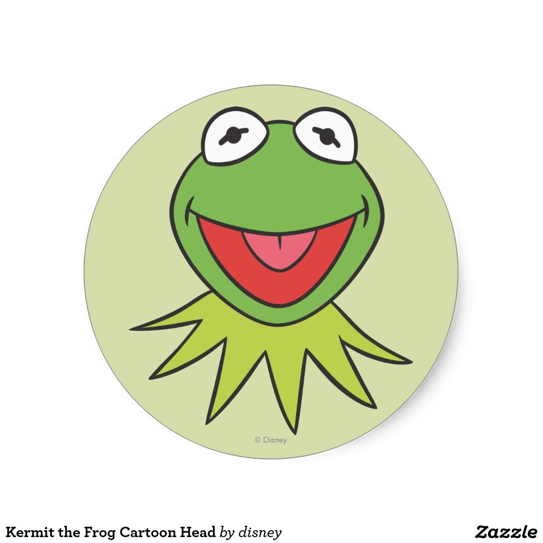 1104x1104 Kermit The Frog Cartoon Head Classic Round Sticker - Kermit Drawing