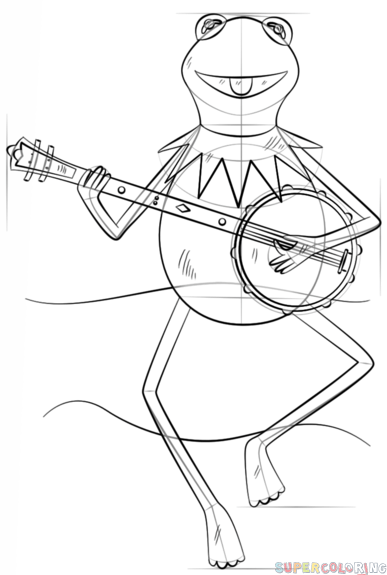 387x575 How To Draw Kermit The Frog Step - Kermit The Frog Drawing