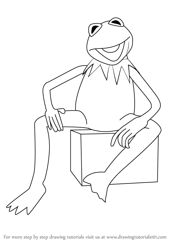 598x844 Learn How To Draw Kermit The Frog From Sesame Street - Kermit The Frog Drawing