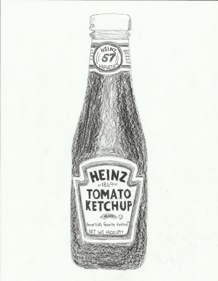 698x900 black and white ketchup drawing - Ketchup Drawing