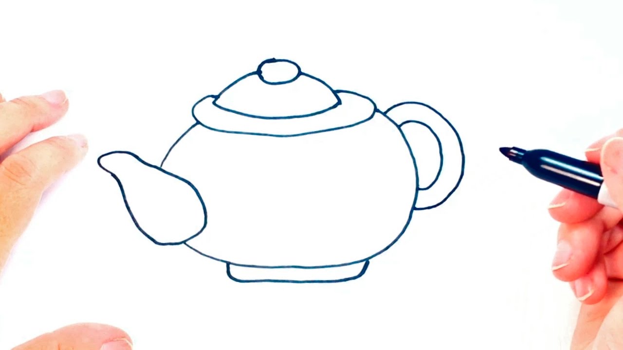 1280x720 how to draw a teapot for kids teapot easy draw tutorial - Kettle Drawing