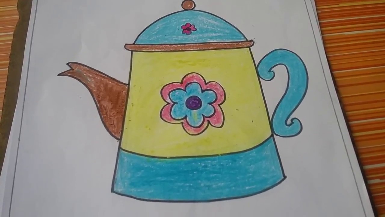 1280x720 how to draw tea kittle step - Kettle Drawing