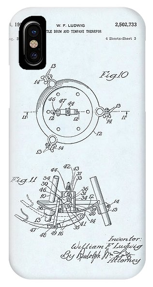 316x592 kettle drum patent drawing on blue background iphone x case - Kettle Drawing