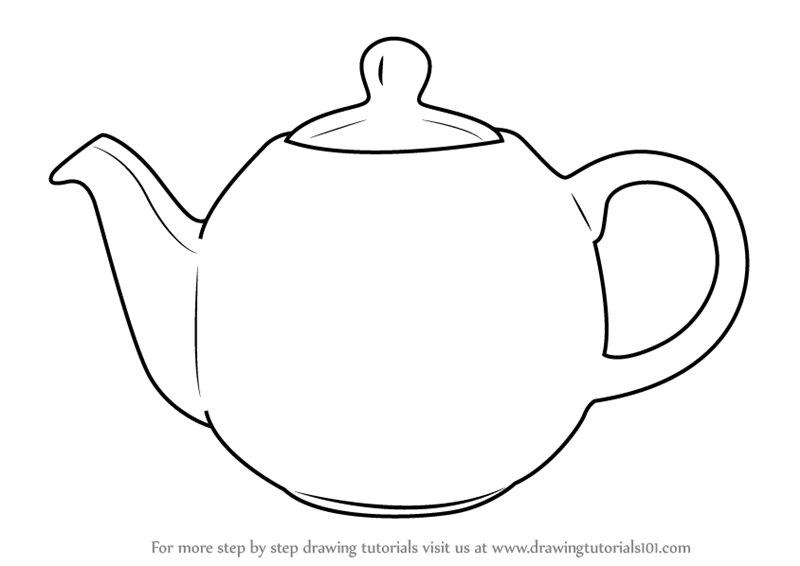 800x566 learn how to draw a teapot - Kettle Drawing