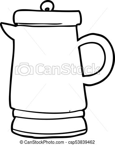 371x470 line drawing of a old metal kettle - Kettle Drawing