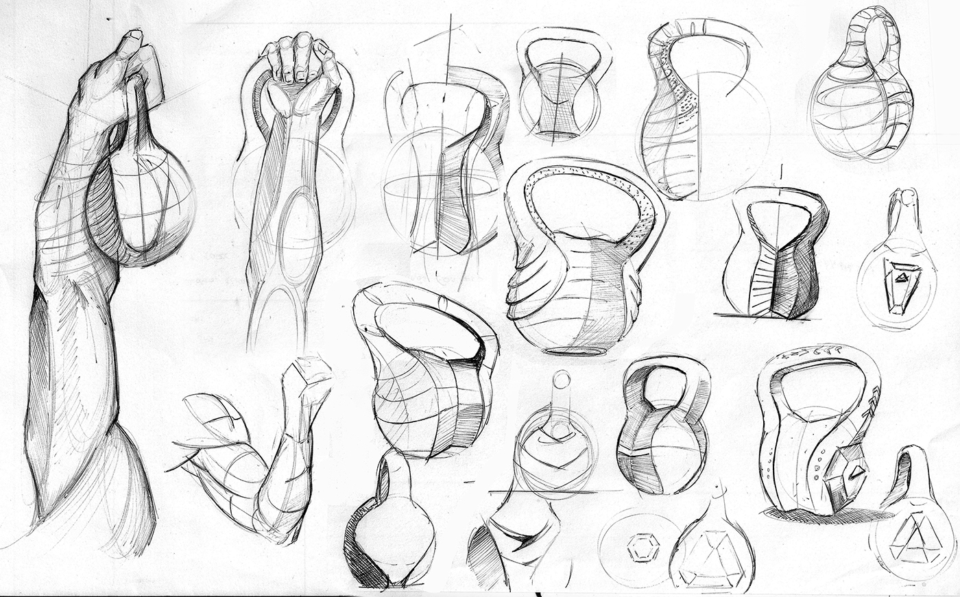 1400x871 Ergonomic Kettlebell On Behance - Kettlebell Drawing