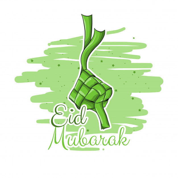 626x626 illustration of eid mubarak with hanging ketupat hand drawing - Ketupat Drawing