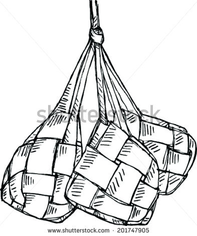 393x470 ketupat clipart black and white clipart station - Ketupat Drawing
