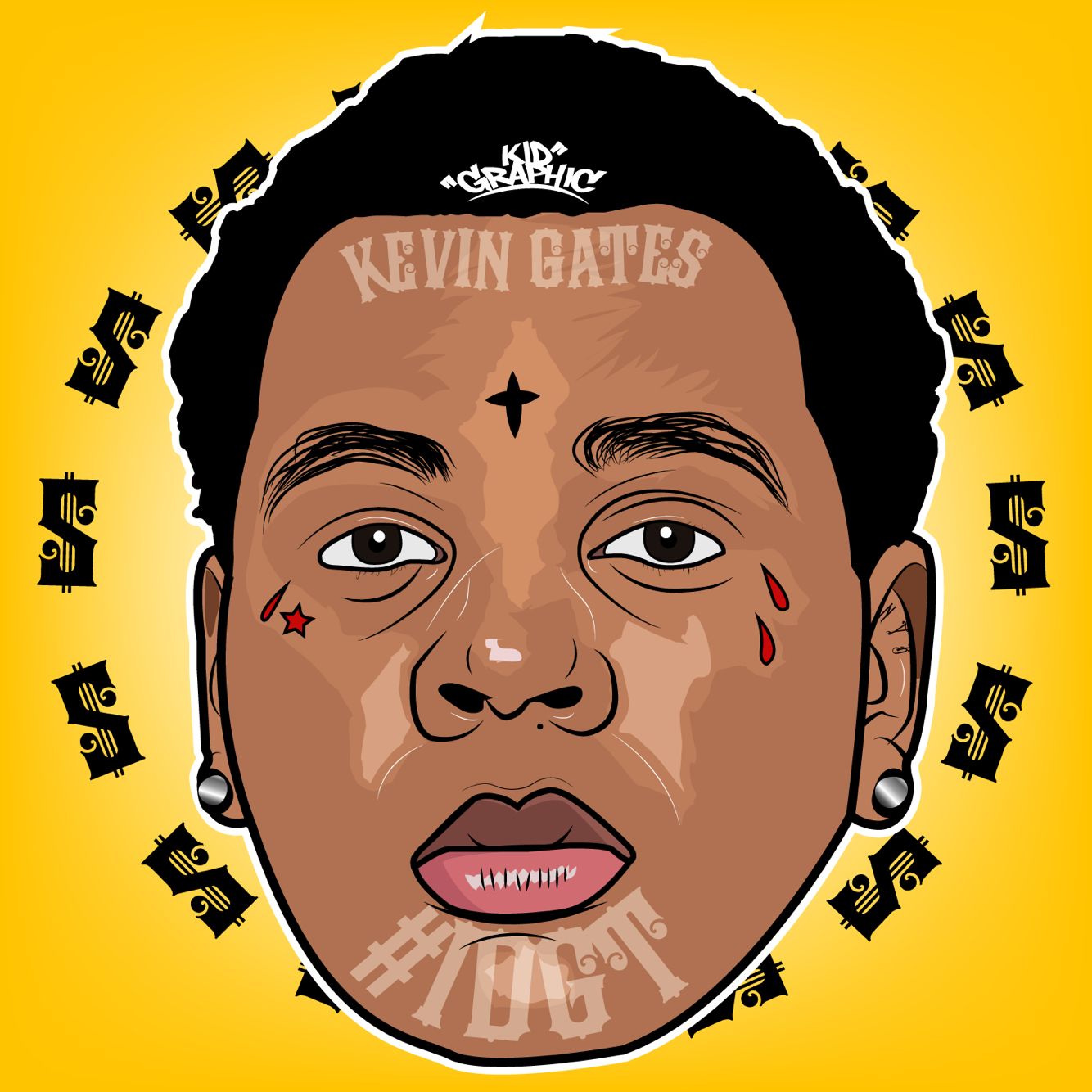 1334x1334 Iamkevingates Illustration - Kevin Gates Drawing