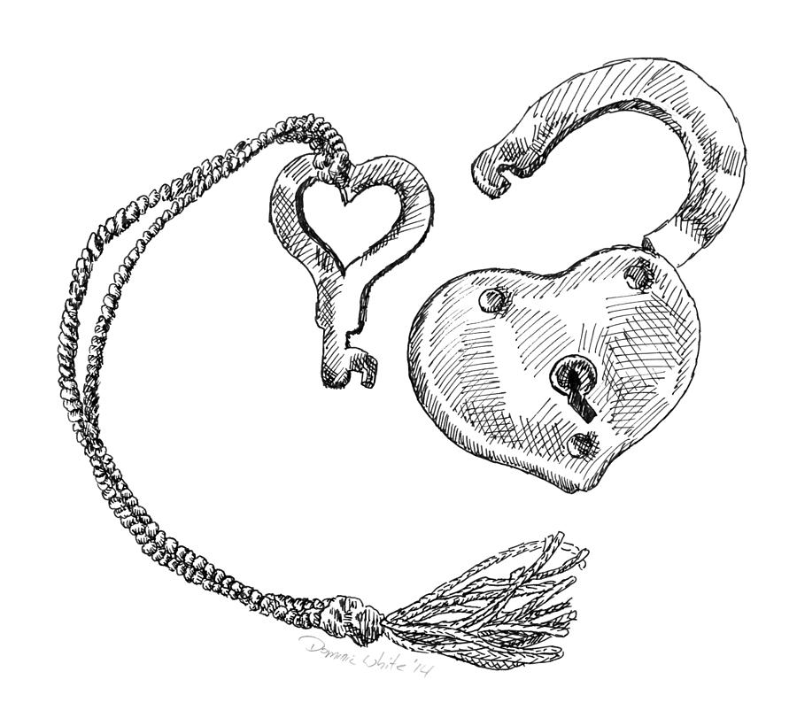 900x811 Heart Lock And Key Drawing - Key Drawing