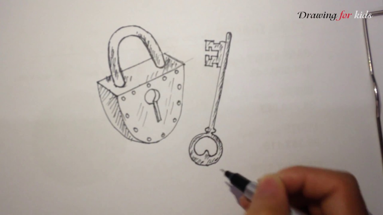 1280x720 How To Draw Lock And Key Simply, Easily And Quickly - Key Drawing