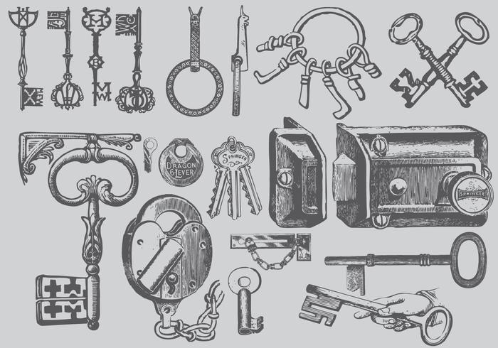 700x490 Vintage Key Drawings - Key Drawing