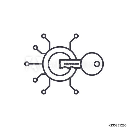 500x500 cryptographic key line icon concept cryptographic key vector - Key Line Drawing