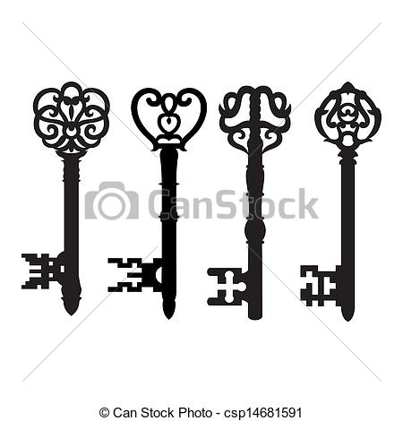 450x470 old key collection old vintage key collection isolated on white - Key Line Drawing