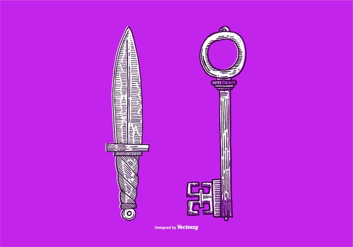 700x490 Vector Knife Key - Key Line Drawing