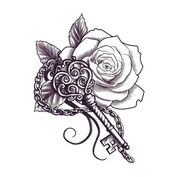 600x600 Flower Key Tattoo Designs Tattoos And On Lotus Flower Drawing - Key Tattoo Drawing