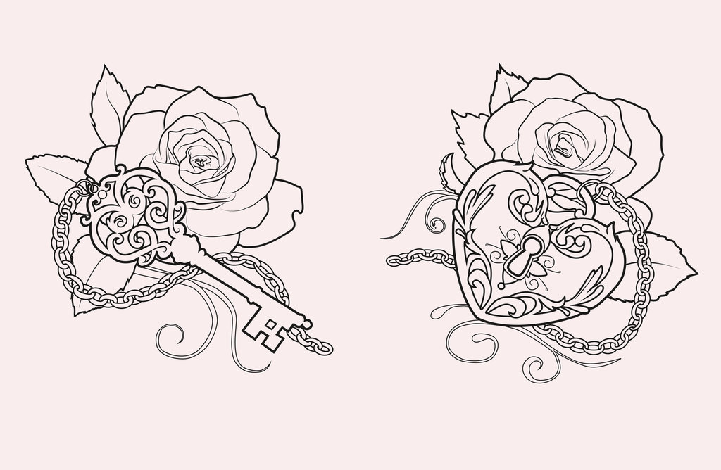 1024x668 Heart Lock N Key Tattoo Designs For Best Friends Tattoo Ideas - Key Tattoo Drawing