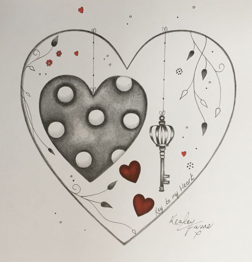 987x1024 Key To My Heart Original Sketch - Key To My Heart Drawing