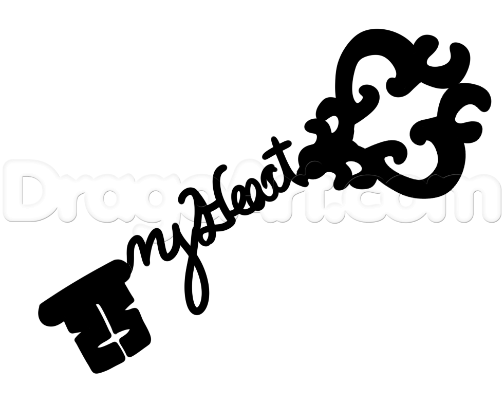 981x782 How To Draw A Key Tattoo, Step - Key To My Heart Drawing