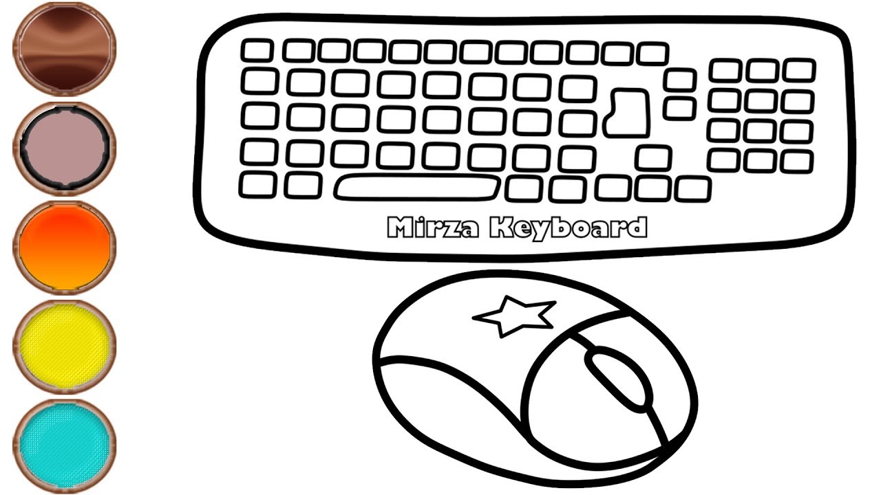 1280x720 Glitter Computer Keyboard And Mouse Drawing Coloring Pages Mirza - Keyboard Drawing