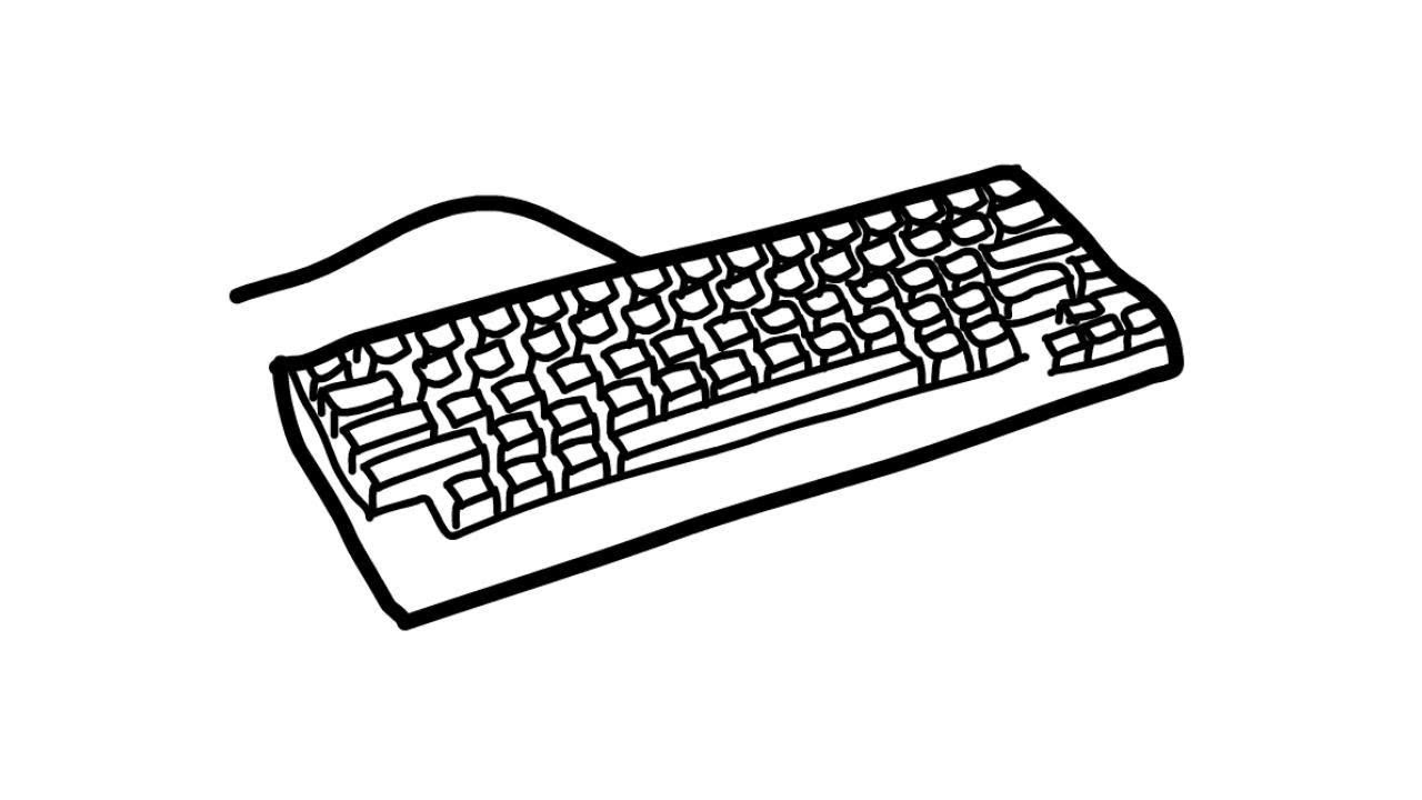 Computer Keyboard Sketch Drawing - erposanocomiendoyjugando