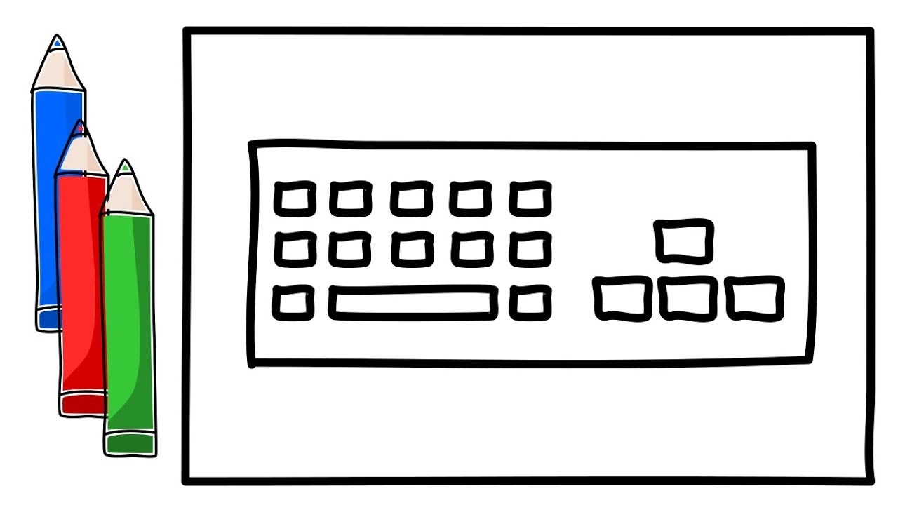 1280x720 How To Drawing A Computer Keyboard And Coloring It For Kids - Keyboard Drawing Images