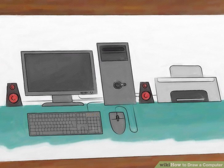 728x546 How To Draw A Computer Steps - Keyboard Drawing Pictures